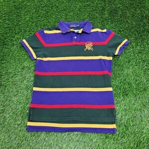Ralph-Lauren Scribble Striped Polo Shirt S/M 18x25 Cropped